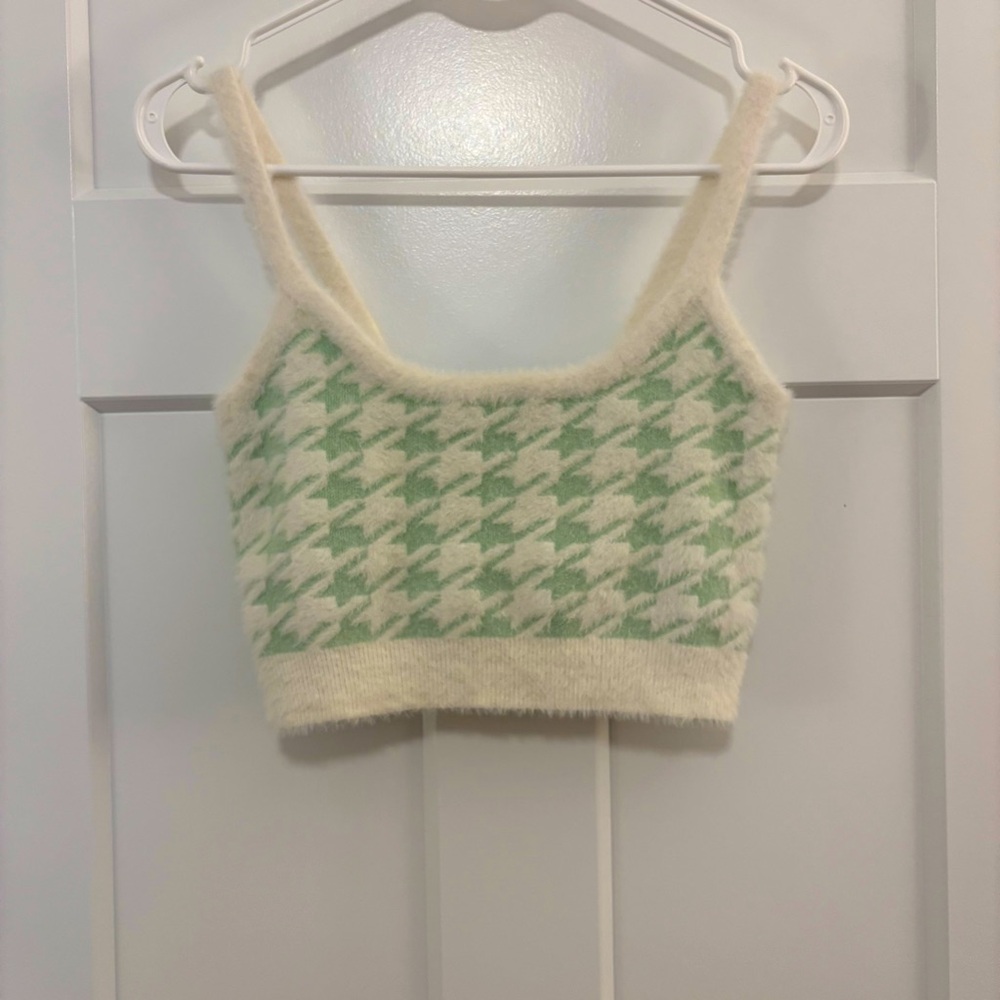 Women’s Houndstooth Crop Soft Tank Top Y2K